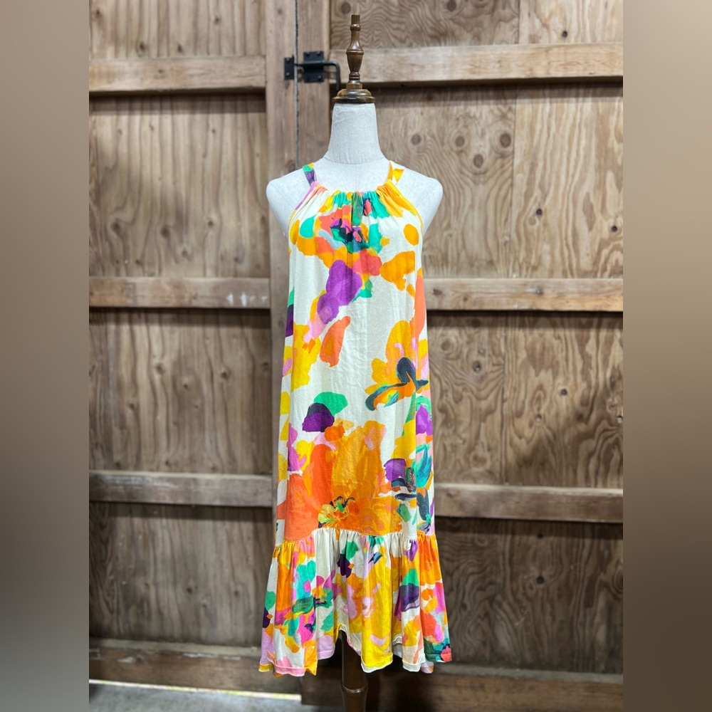 Daily Practice Anthropologie Frida Hi Lo Midi Dress Floral Multi Size Small